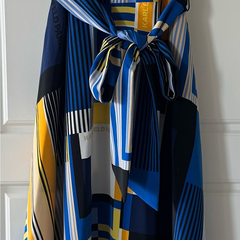 Karl Lagerfeld Blue and Yellow Midi Dress